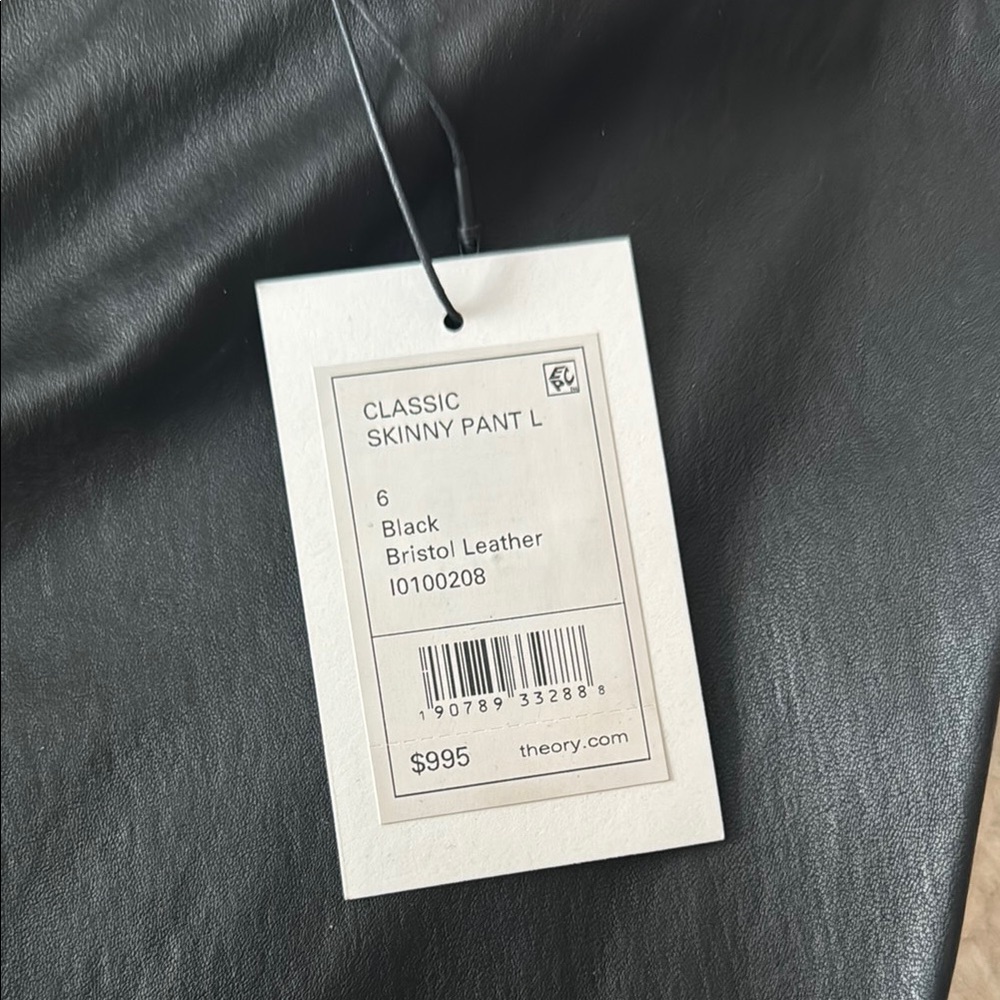 NWT Theory Black Genuine Leather Ankle Pant - Picture 2 of 3